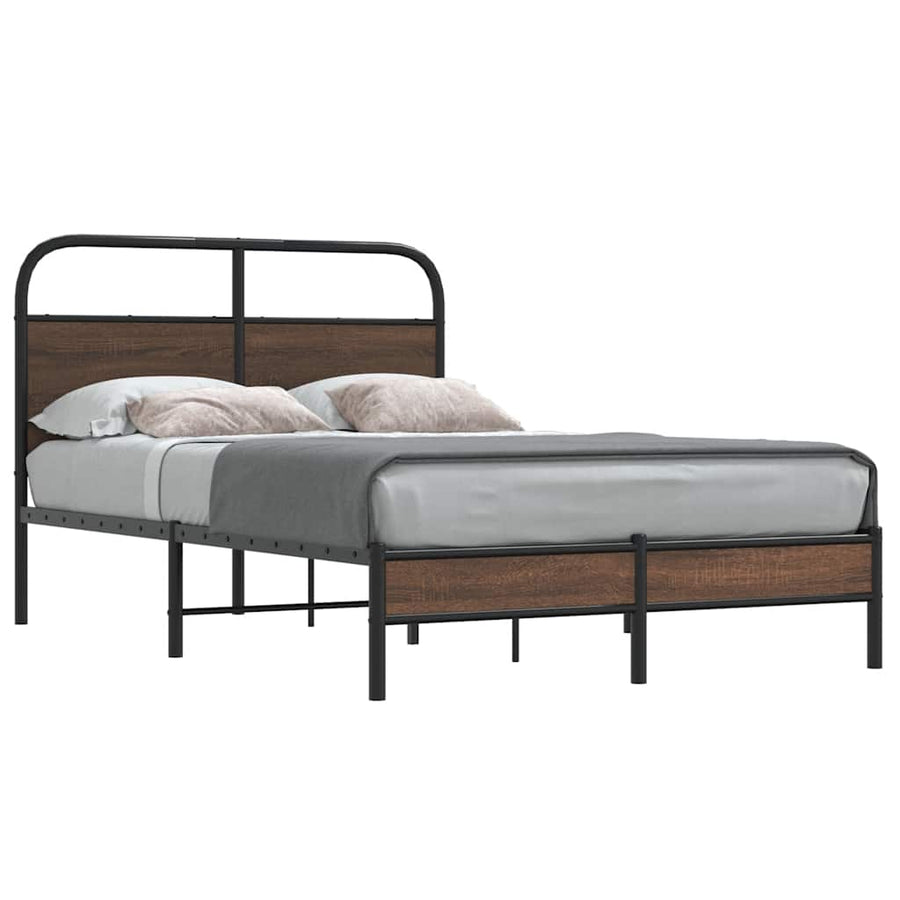 Bedframe zonder matras bewerkt hout bruin eikenkleur 140x190 cm