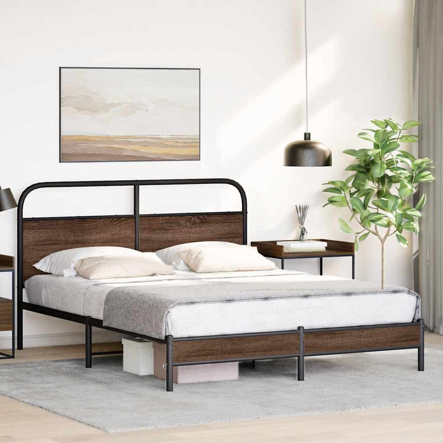 Bedframe zonder matras bewerkt hout bruin eikenkleur 150x200 cm
