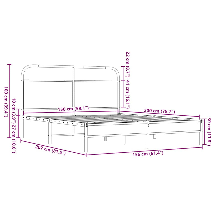 Bedframe zonder matras bewerkt hout bruin eikenkleur 150x200 cm