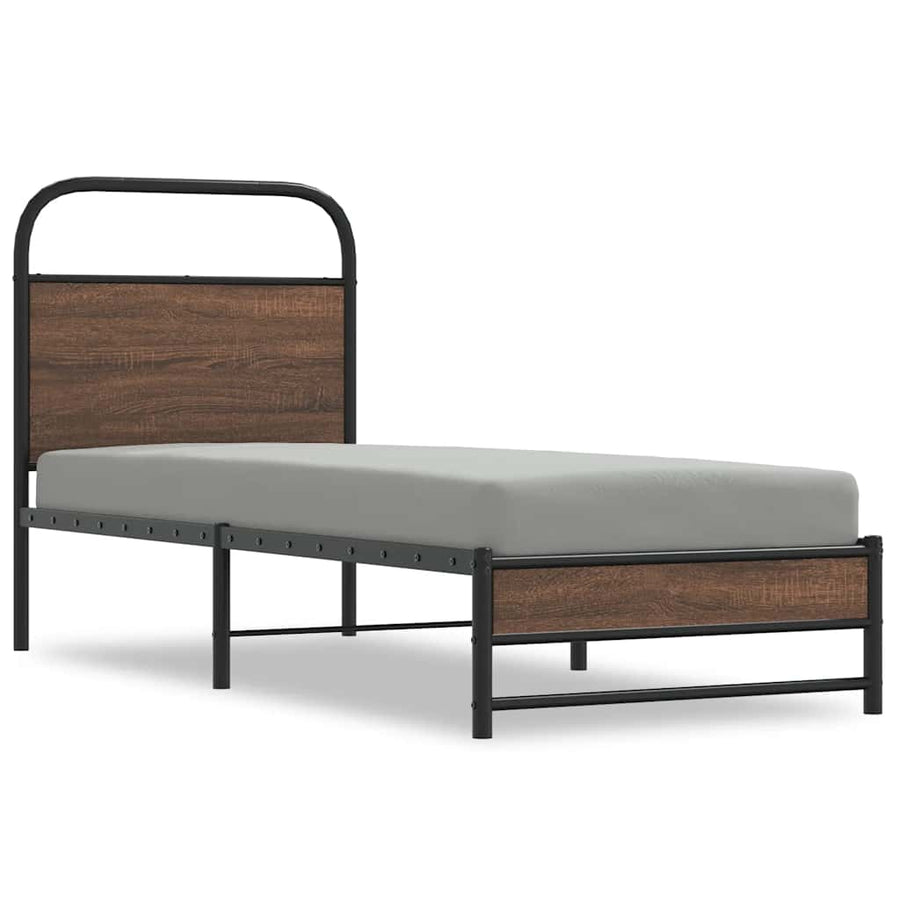 Bedframe zonder matras bewerkt hout bruin eikenkleur 75x190 cm