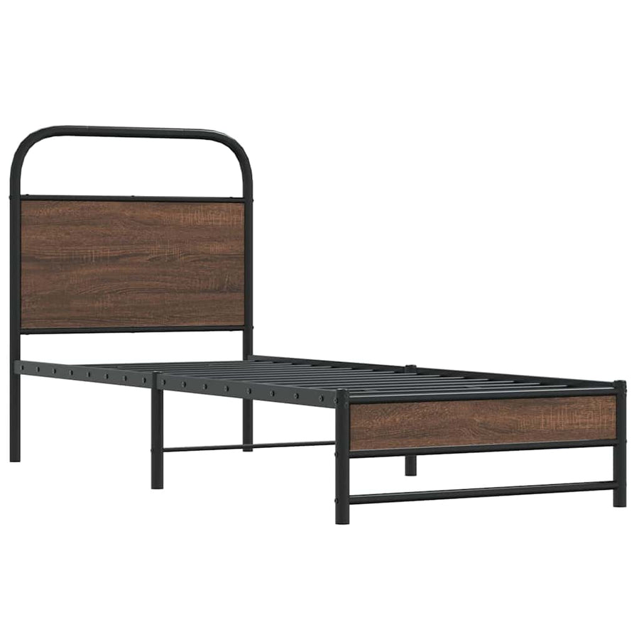 Bedframe zonder matras bewerkt hout bruin eikenkleur 75x190 cm