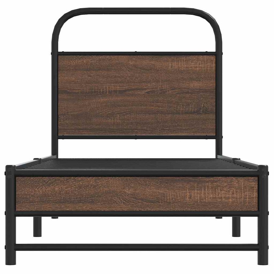 Bedframe zonder matras bewerkt hout bruin eikenkleur 75x190 cm