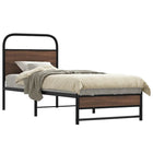 Bed frame without mattress treated wood brown oak color 75x190 cm