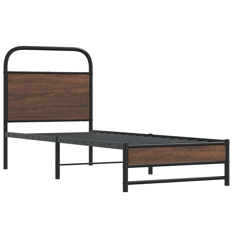 Bedframe zonder matras bewerkt hout bruin eikenkleur 80x200 cm