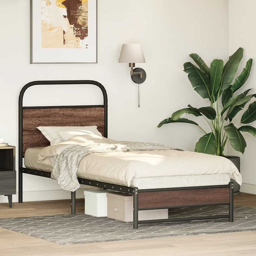 Bedframe zonder matras bewerkt hout bruin eikenkleur 80x200 cm