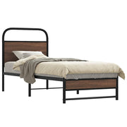 Bedframe 80x200 cm bewerkt hout bruin eikenkleur