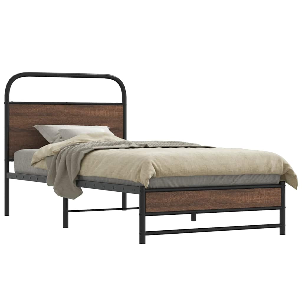 Bedframe zonder matras bewerkt hout bruin eikenkleur 90x190 cm