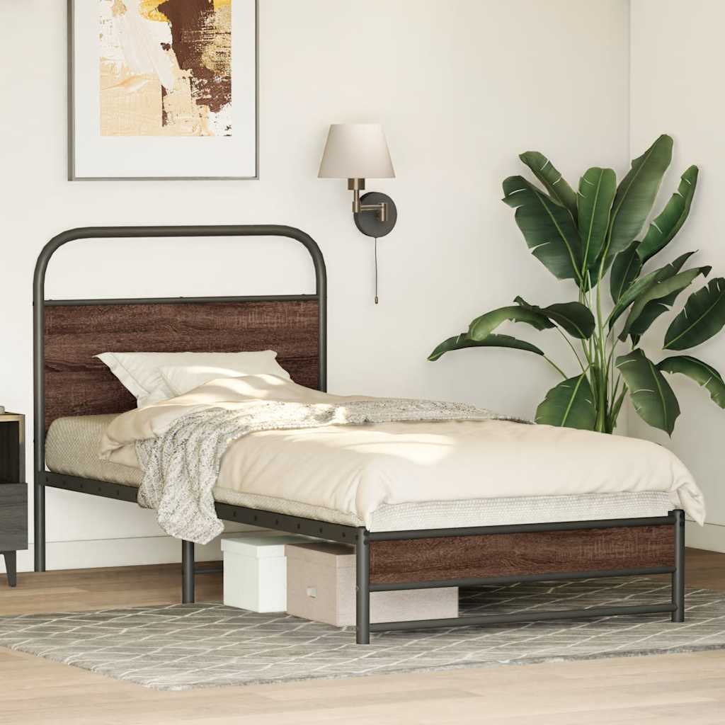 Bedframe zonder matras bewerkt hout bruin eikenkleur 100x190 cm