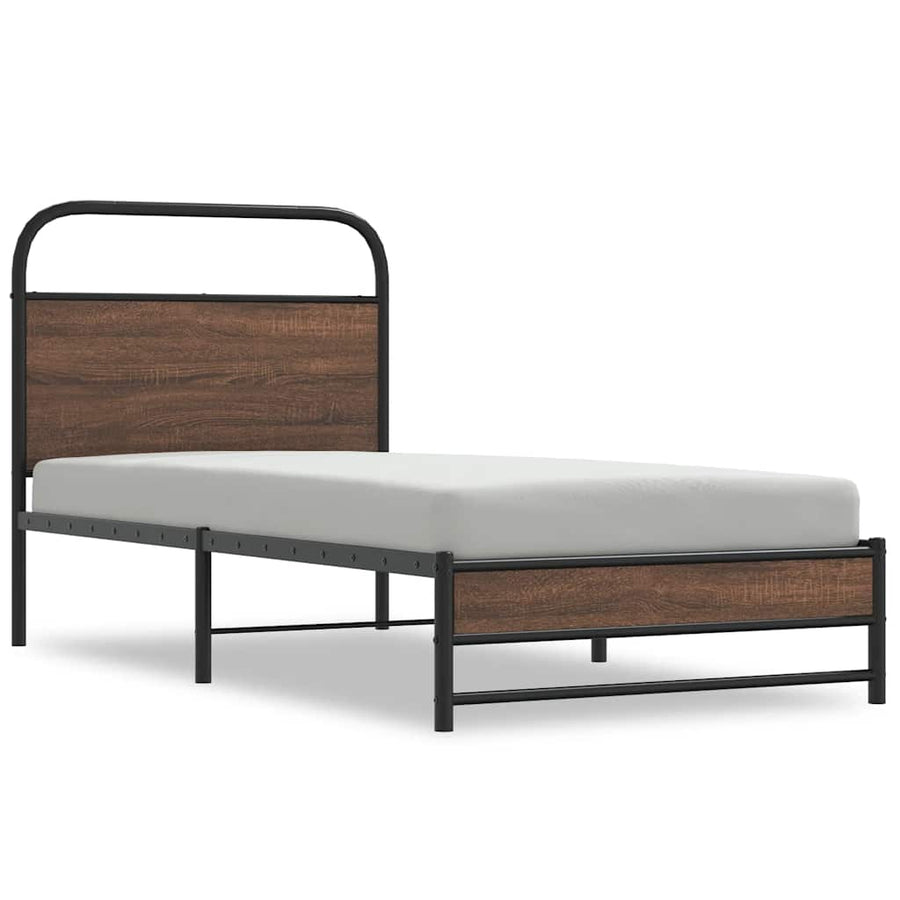 Bedframe zonder matras bewerkt hout bruin eikenkleur 107x203 cm
