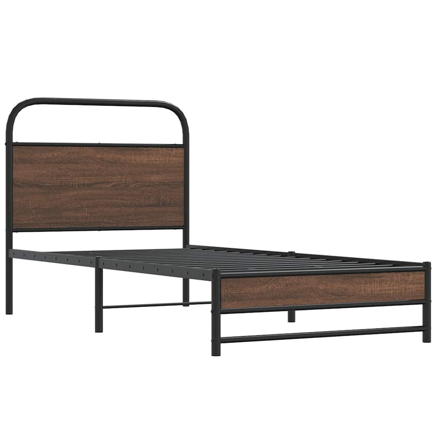 Bedframe zonder matras bewerkt hout bruin eikenkleur 107x203 cm