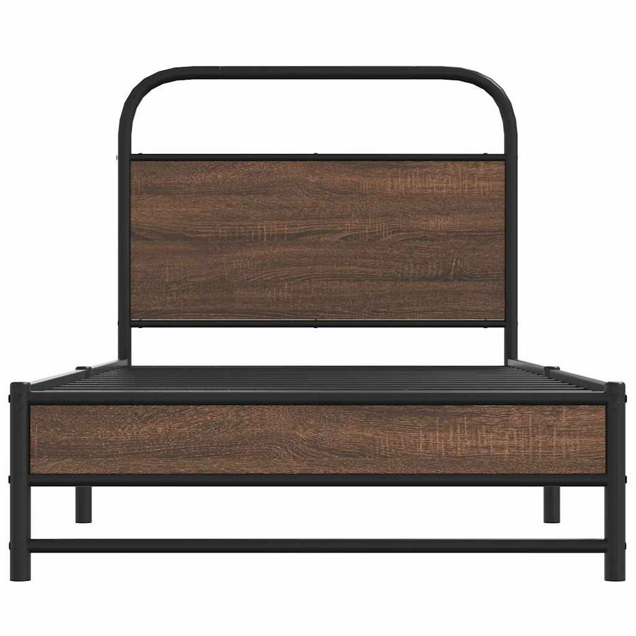 Bedframe zonder matras bewerkt hout bruin eikenkleur 107x203 cm