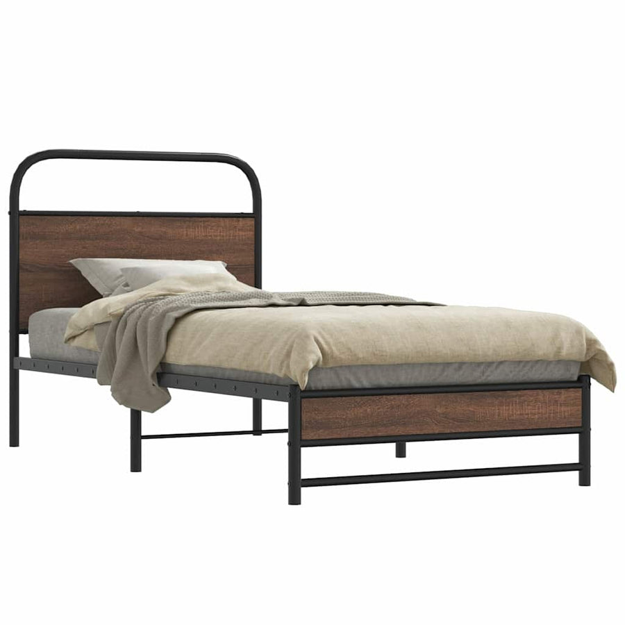 Bedframe zonder matras bewerkt hout bruin eikenkleur 107x203 cm