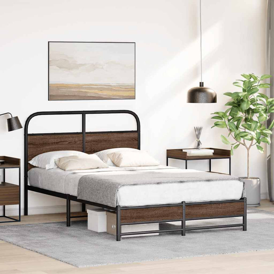 Bedframe zonder matras bewerkt hout bruin eikenkleur 120x190 cm