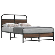 Bed frame without mattress treated wood brown oak color 120x190 cm