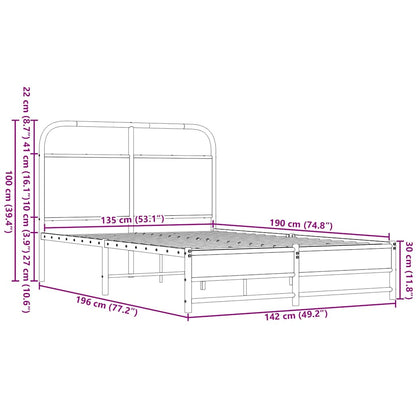 Bedframe zonder matras bewerkt hout bruin eikenkleur 135x190 cm