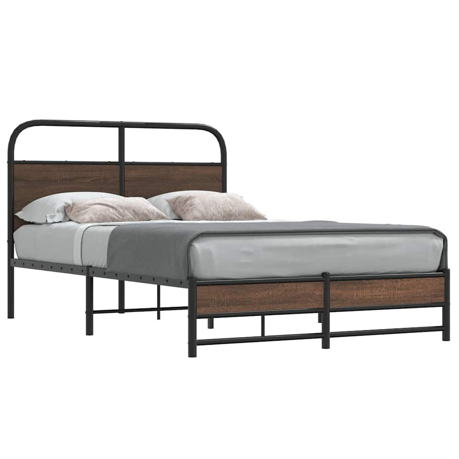 Bedframe zonder matras bewerkt hout bruin eikenkleur 135x190 cm