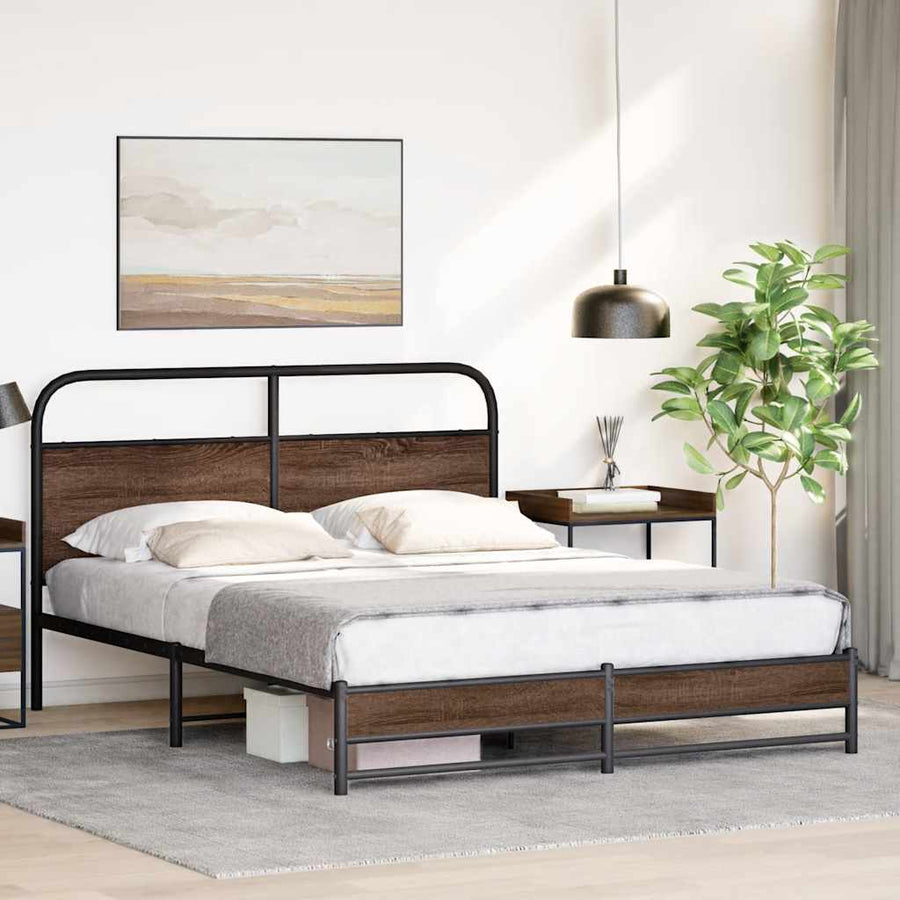 Bedframe zonder matras bewerkt hout bruin eikenkleur 150x200 cm