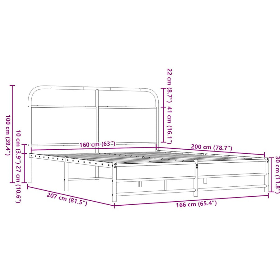 Bedframe zonder matras bewerkt hout bruin eikenkleur 150x200 cm