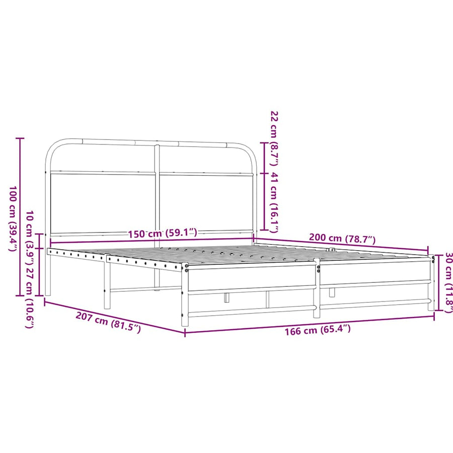 Bedframe zonder matras bewerkt hout bruin eikenkleur 150x200 cm