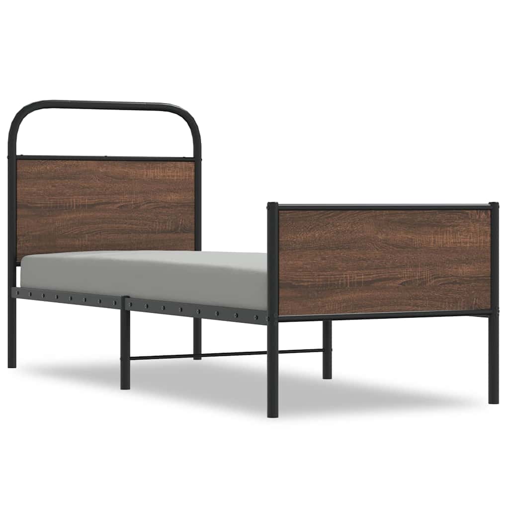 Bedframe zonder matras bewerkt hout bruin eikenkleur 75x190 cm