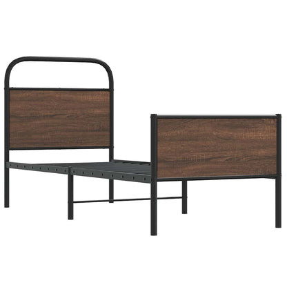 Bedframe zonder matras bewerkt hout bruin eikenkleur 75x190 cm