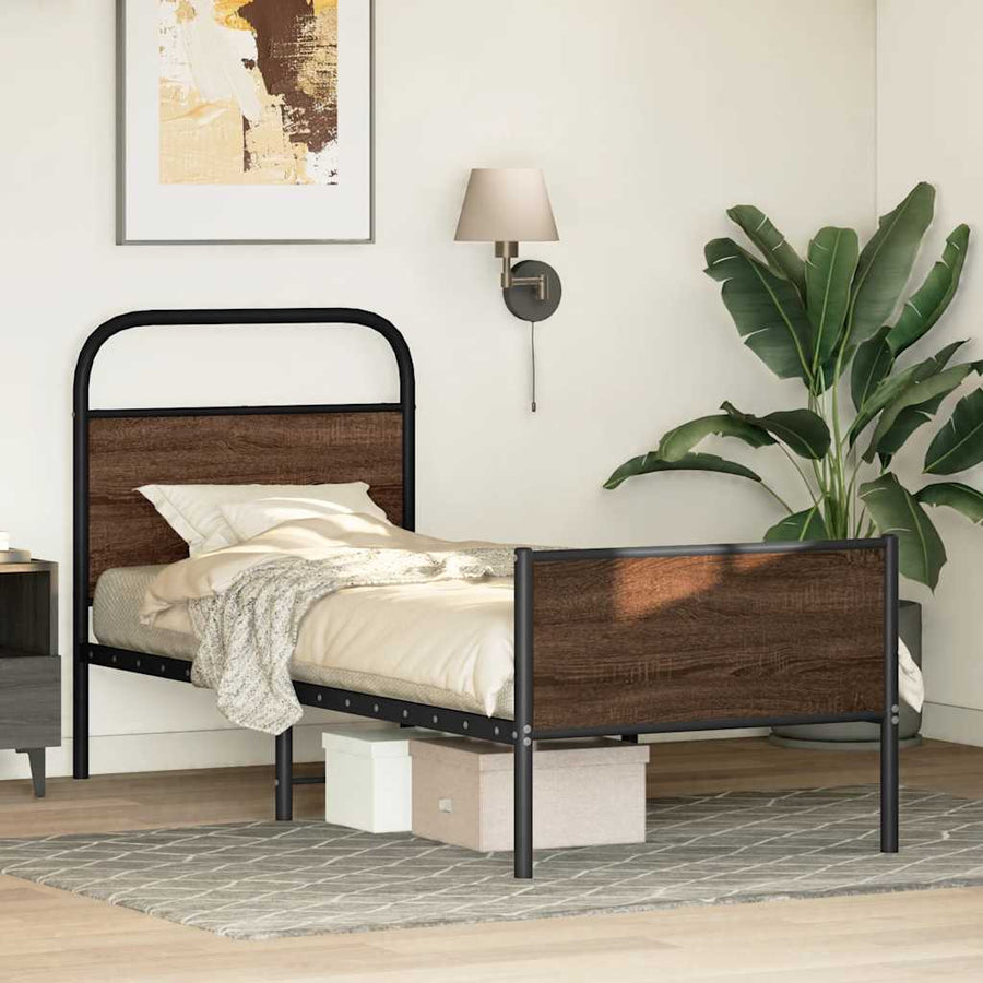 Bedframe zonder matras bewerkt hout bruin eikenkleur 80x200 cm