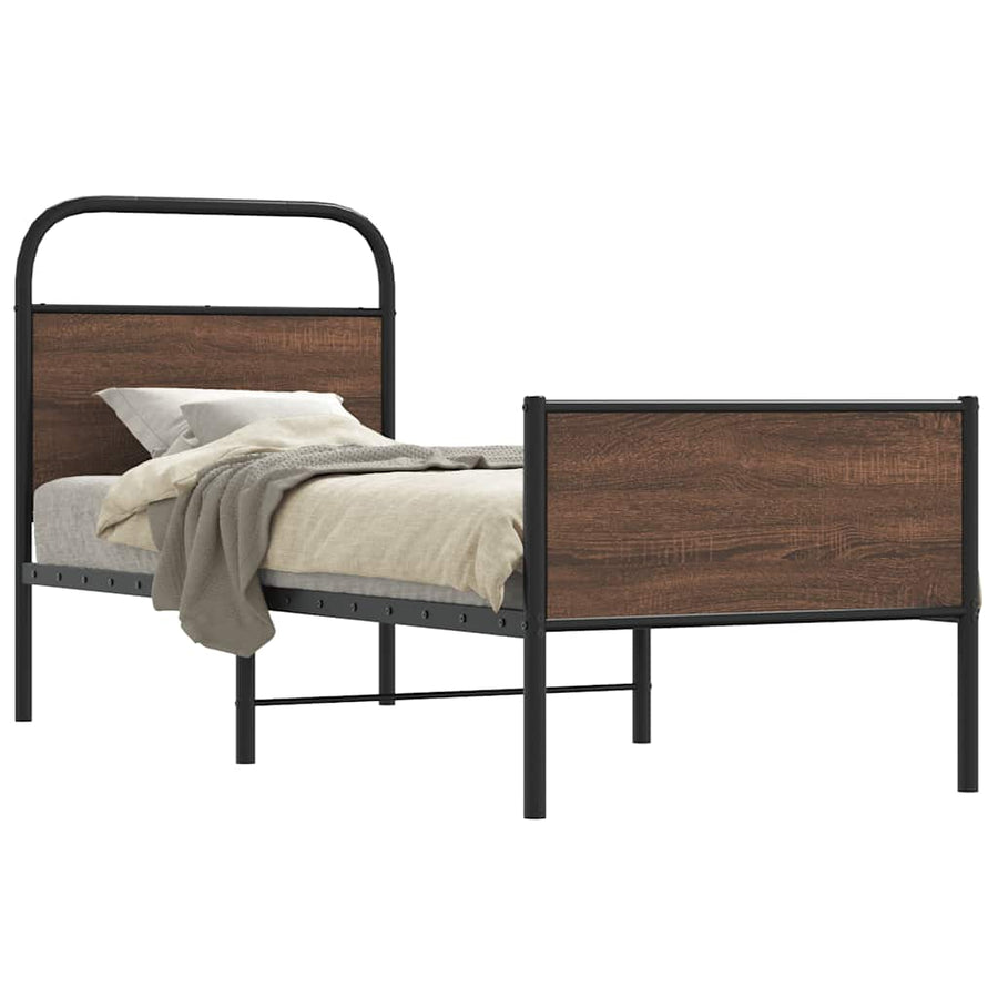 Bedframe zonder matras bewerkt hout bruin eikenkleur 80x200 cm