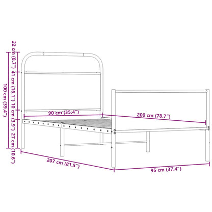 Bedframe zonder matras bewerkt hout bruin eikenkleur 90x200 cm