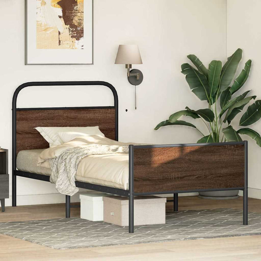 Bedframe zonder matras bewerkt hout bruin eikenkleur 100x190 cm