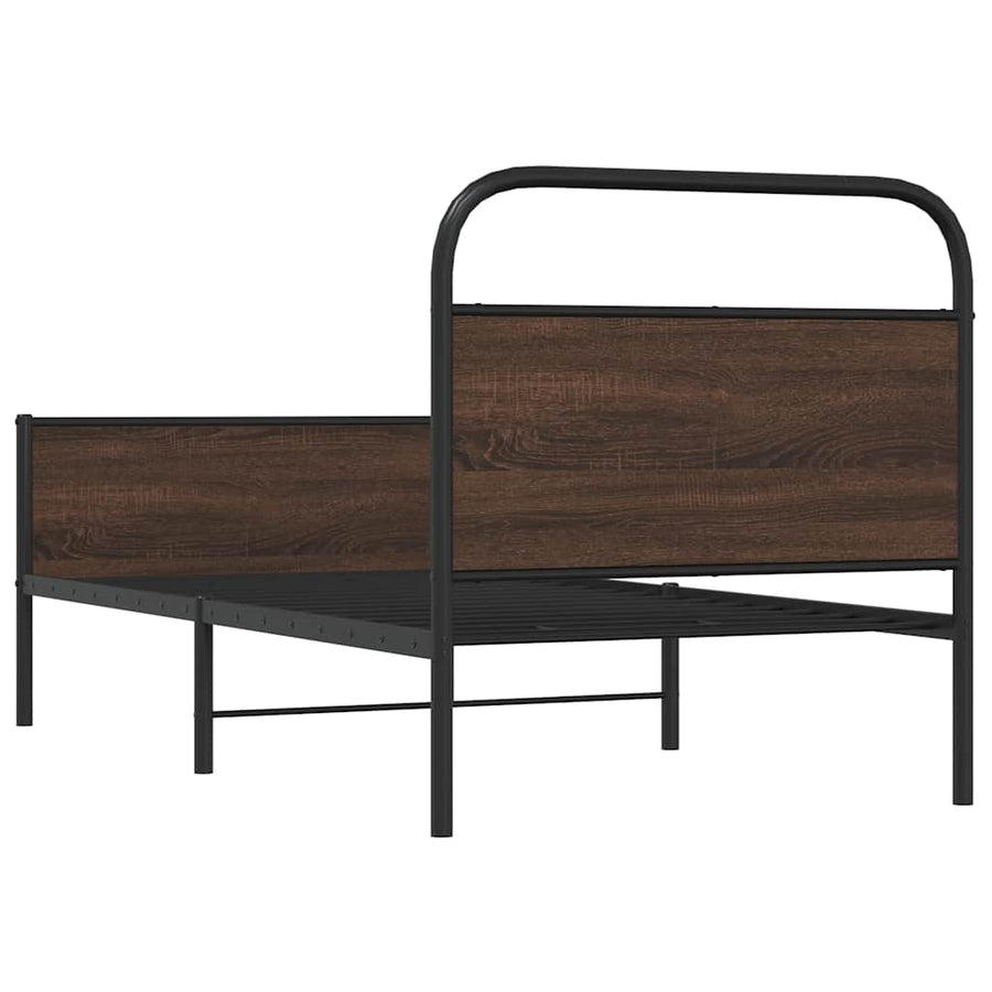 Bedframe zonder matras bewerkt hout bruin eikenkleur 100x190 cm