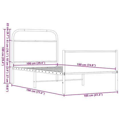 Bedframe zonder matras bewerkt hout bruin eikenkleur 100x190 cm