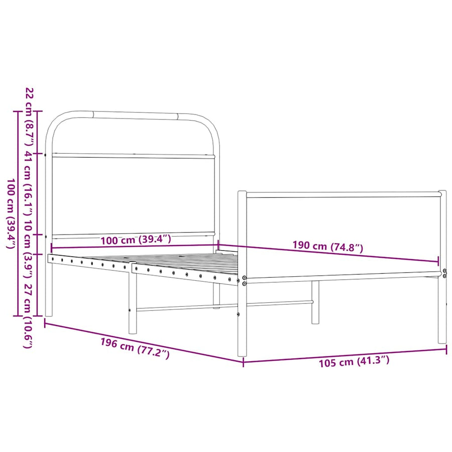 Bedframe zonder matras bewerkt hout bruin eikenkleur 100x190 cm