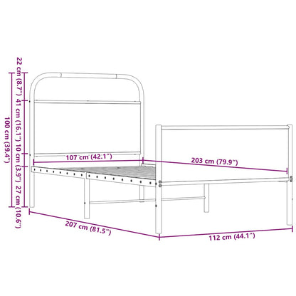Bedframe zonder matras bewerkt hout bruin eikenkleur 107x203 cm