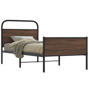 Bed frame without mattress treated wood brown oak color 107x203 cm