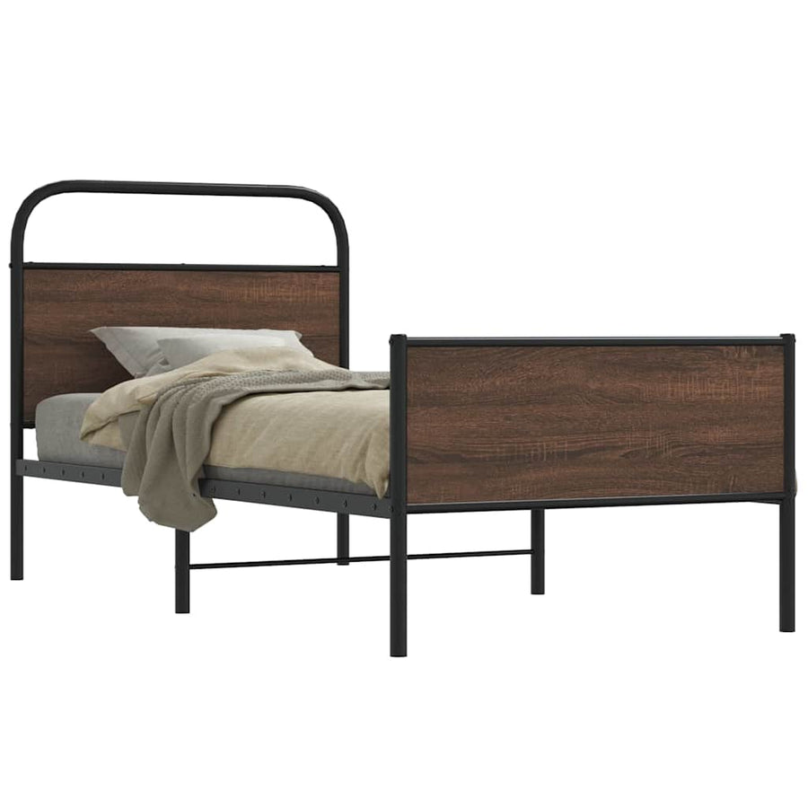 Bedframe zonder matras bewerkt hout bruin eikenkleur 107x203 cm