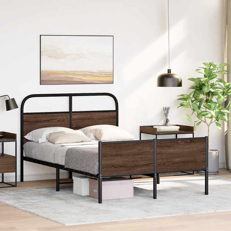 Bedframe zonder matras bewerkt hout bruin eikenkleur 120x200 cm
