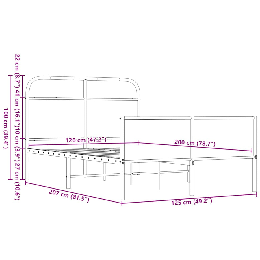 Bedframe zonder matras bewerkt hout bruin eikenkleur 120x200 cm