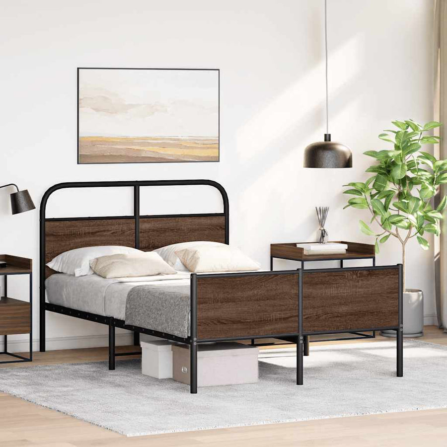 Bedframe zonder matras bewerkt hout bruin eikenkleur 140x200 cm