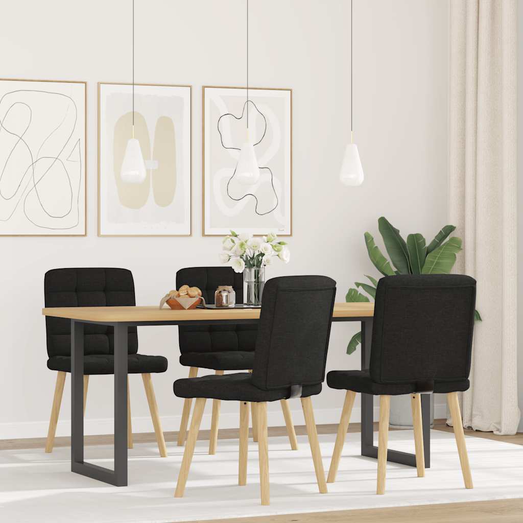 Eetkamerstoelen 4 st stof zwart
