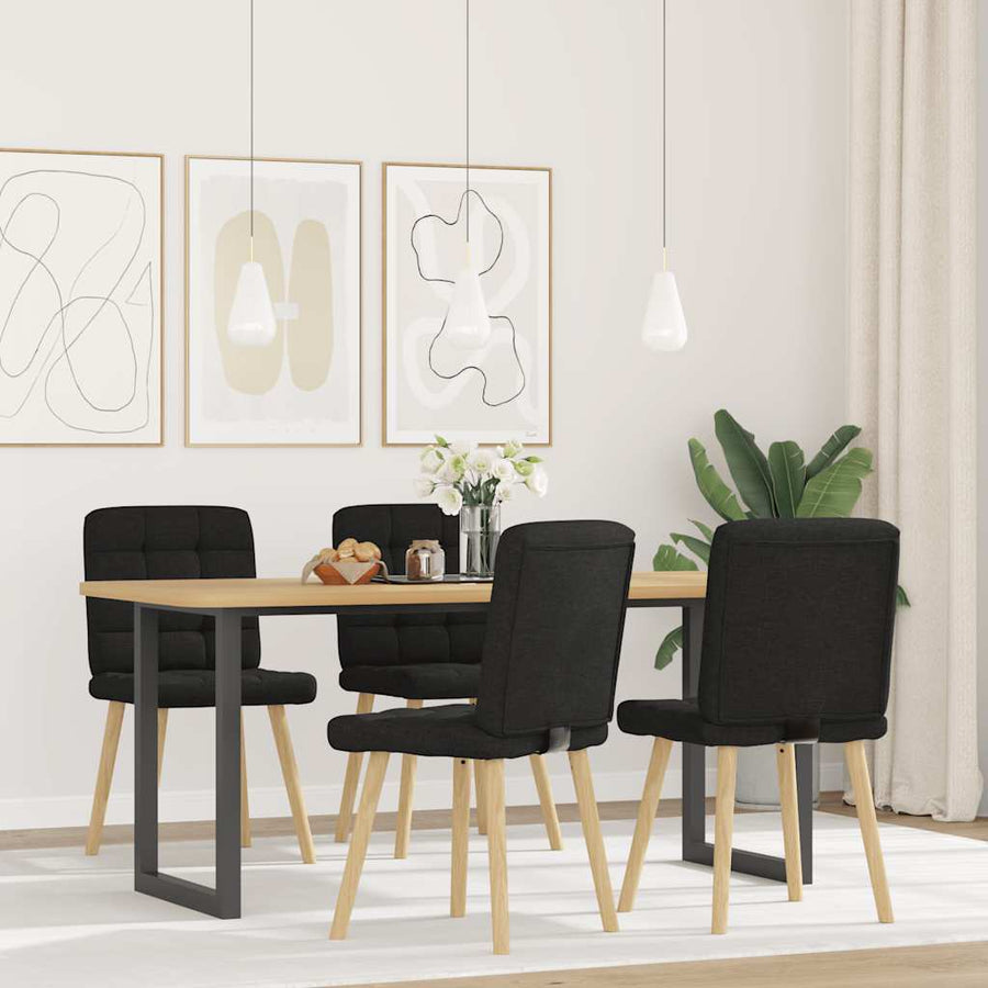 Eetkamerstoelen 4 st stof zwart