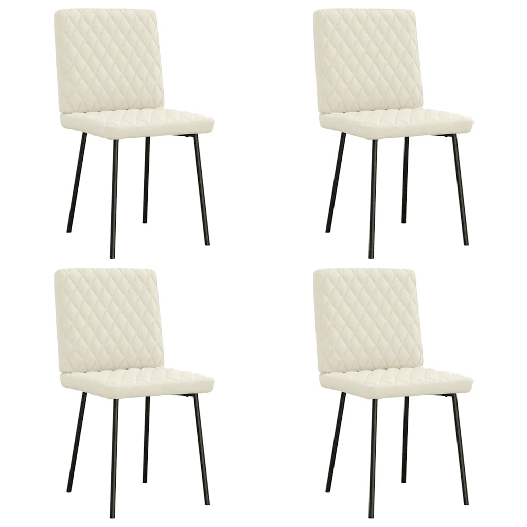 Eetkamerstoelen 4 st fluweel crèmekleurig