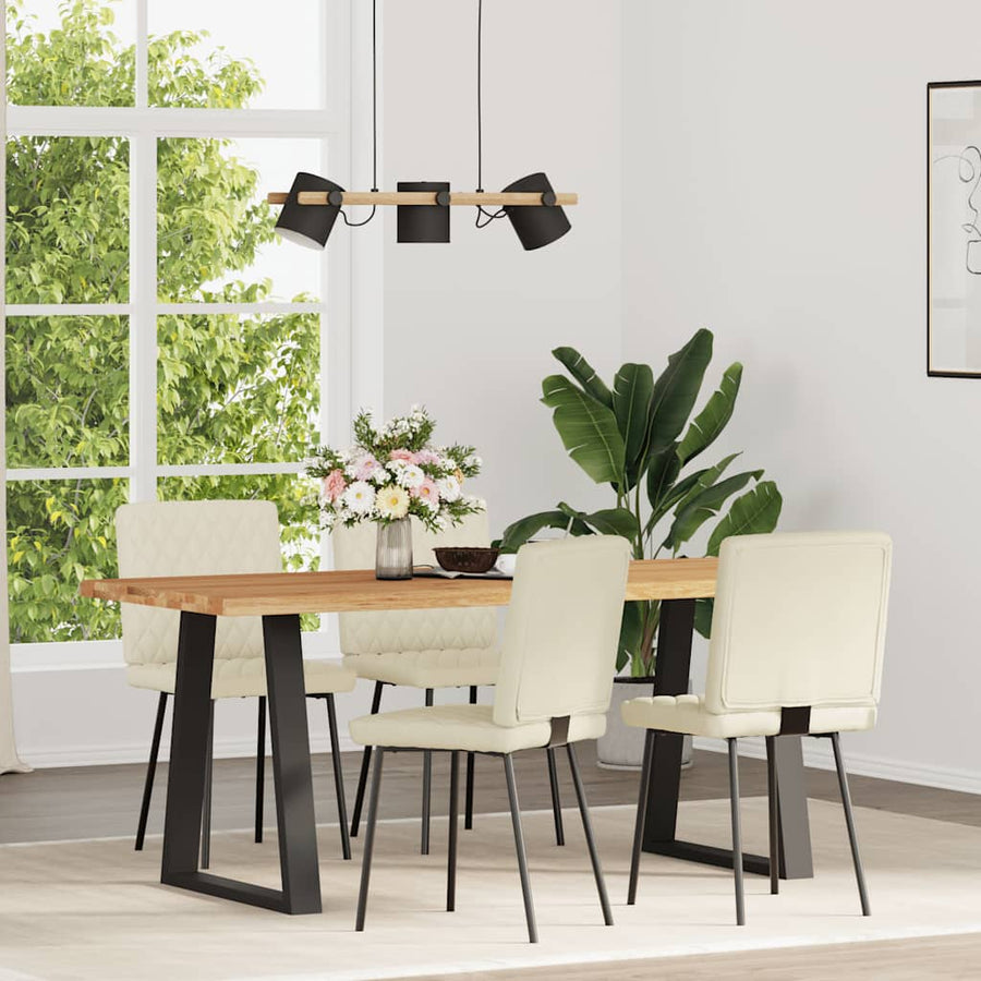 Eetkamerstoelen 4 st fluweel crèmekleurig
