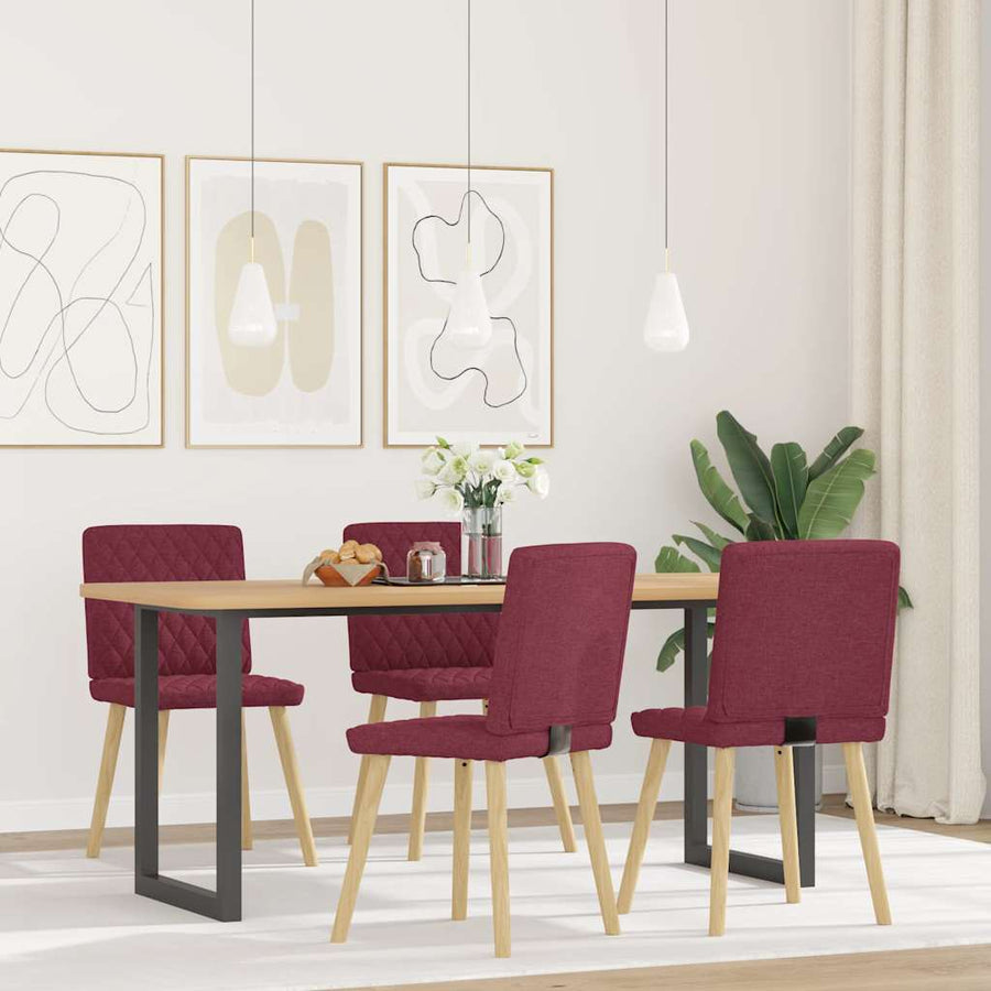 Eetkamerstoelen 4 st stof wijnrood