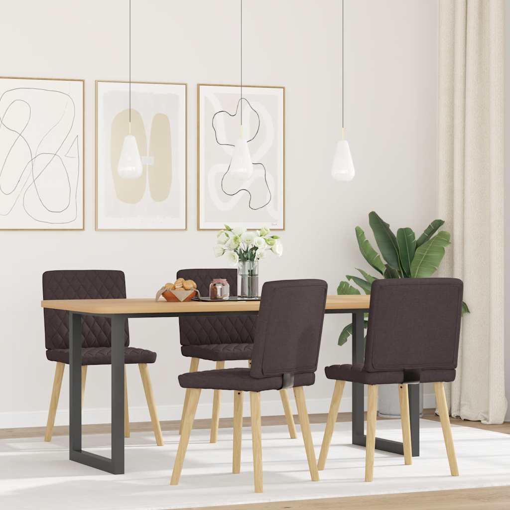 Eetkamerstoelen 4 st stof donkerbruin