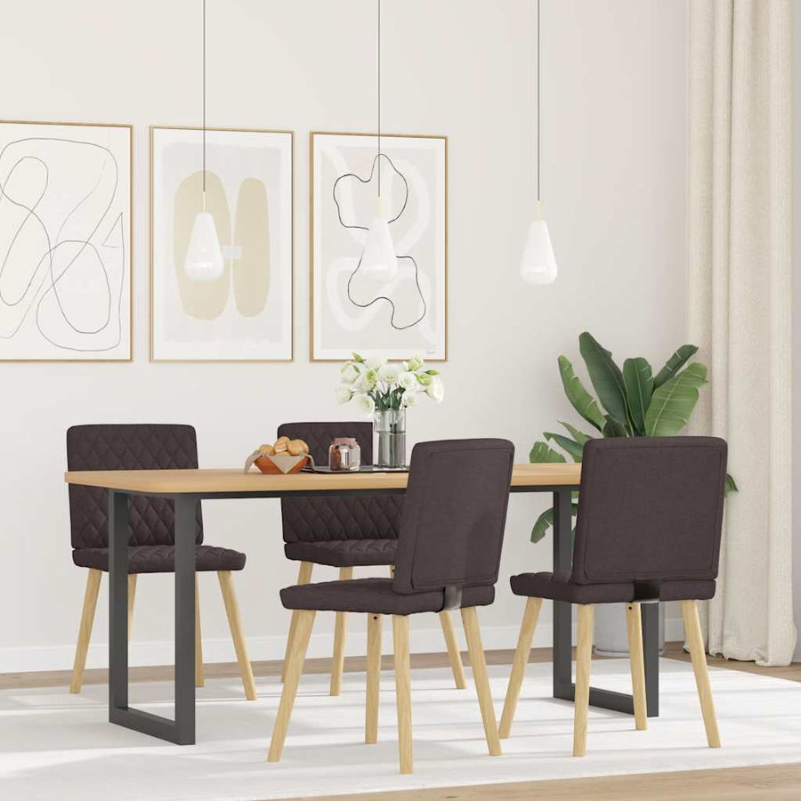 Eetkamerstoelen 4 st stof donkerbruin