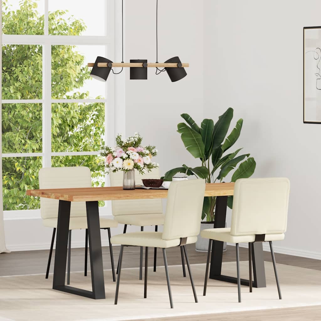 Eetkamerstoelen 4 st fluweel crèmekleurig