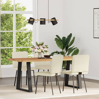 Eetkamerstoelen 4 st fluweel crèmekleurig