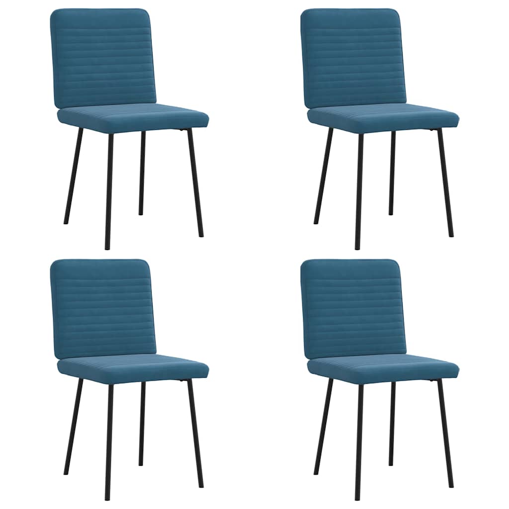 Eetkamerstoelen 4 st fluweel blauw