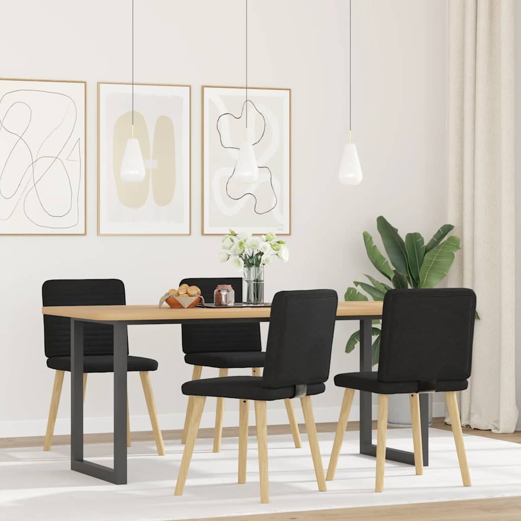 Eetkamerstoelen 4 st stof zwart