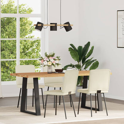 Eetkamerstoelen 4 st fluweel crèmekleurig